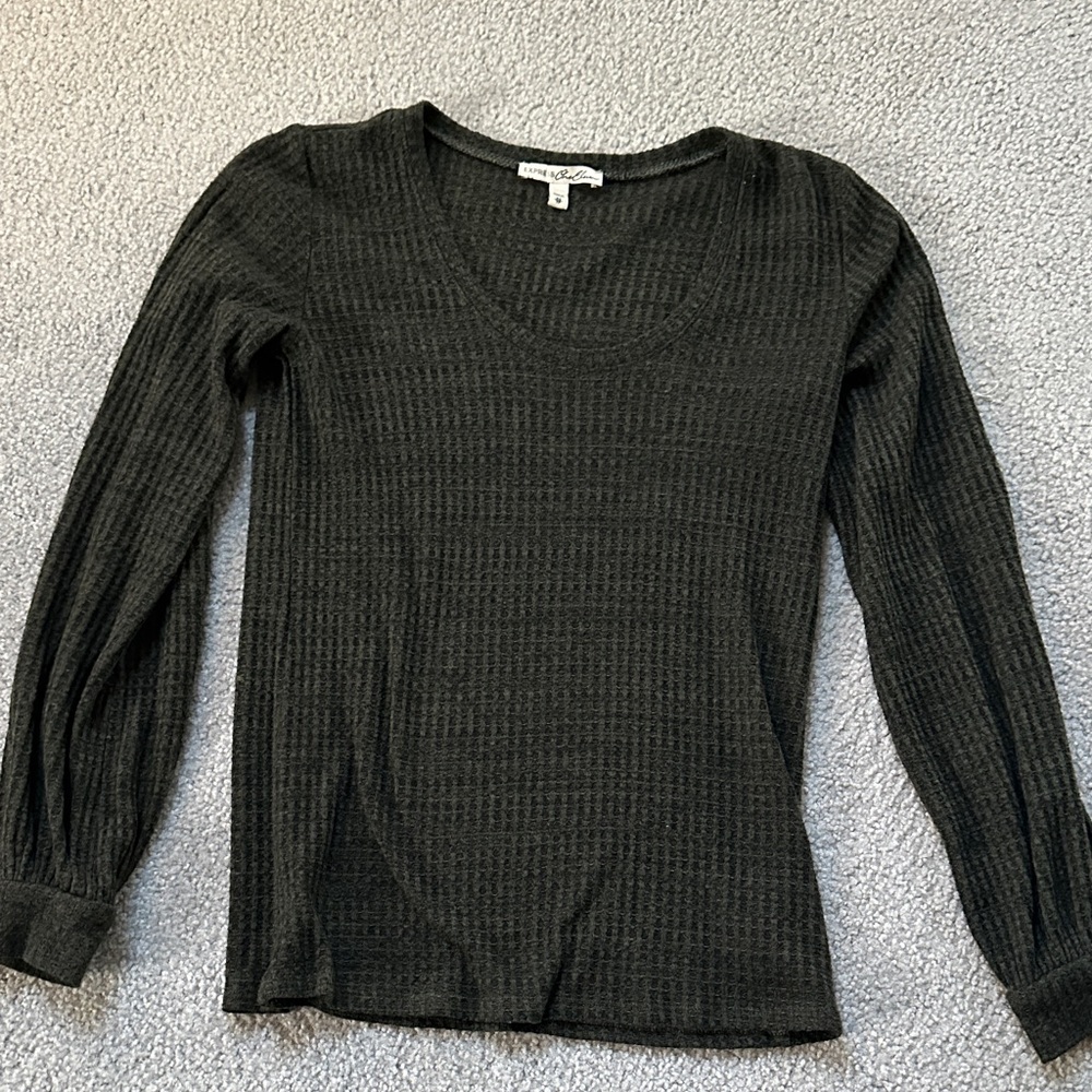 Express waffle knot long  Sleeve Top